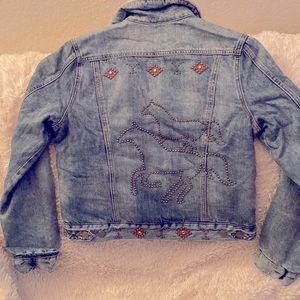 New Lucky Brand Yellowstone Faux Shearling Jean Jacket